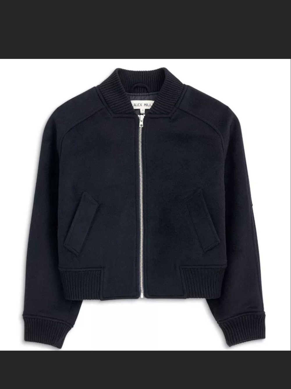 Alex Mill Black Bomber Jacket - Double Faced Wool